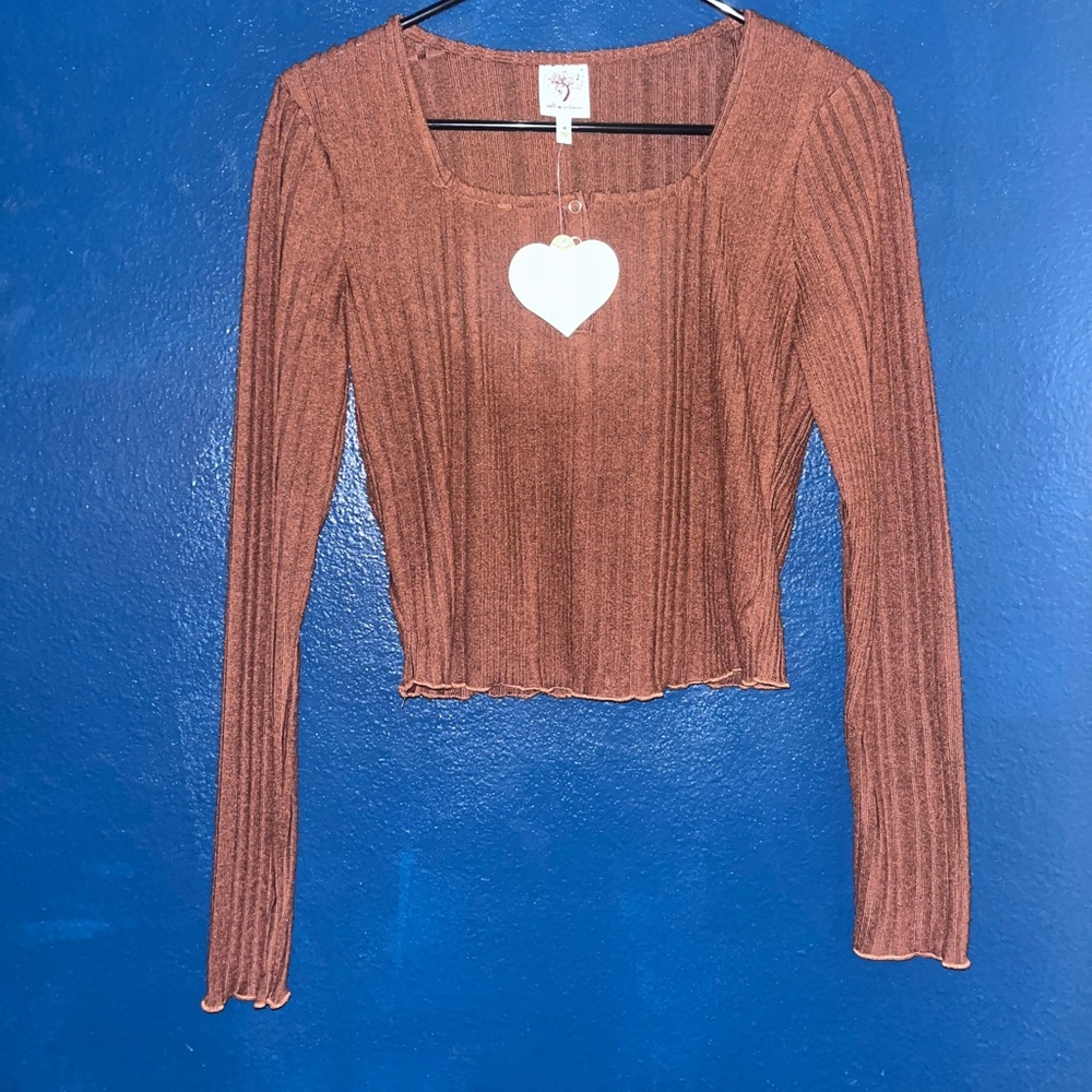 Never worn!! NEW WITH TAGS. Self Esteem Medium Brown Top